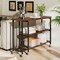 Rustic Brown MDF Steel Rotating Sofa Table with Shelves and Casters